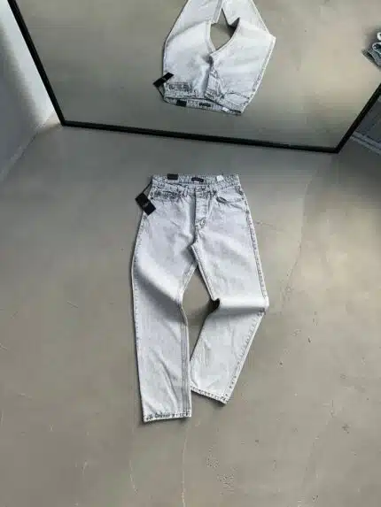 Erkek Baggy Pantolon Kar Yıkama - Açık Gri