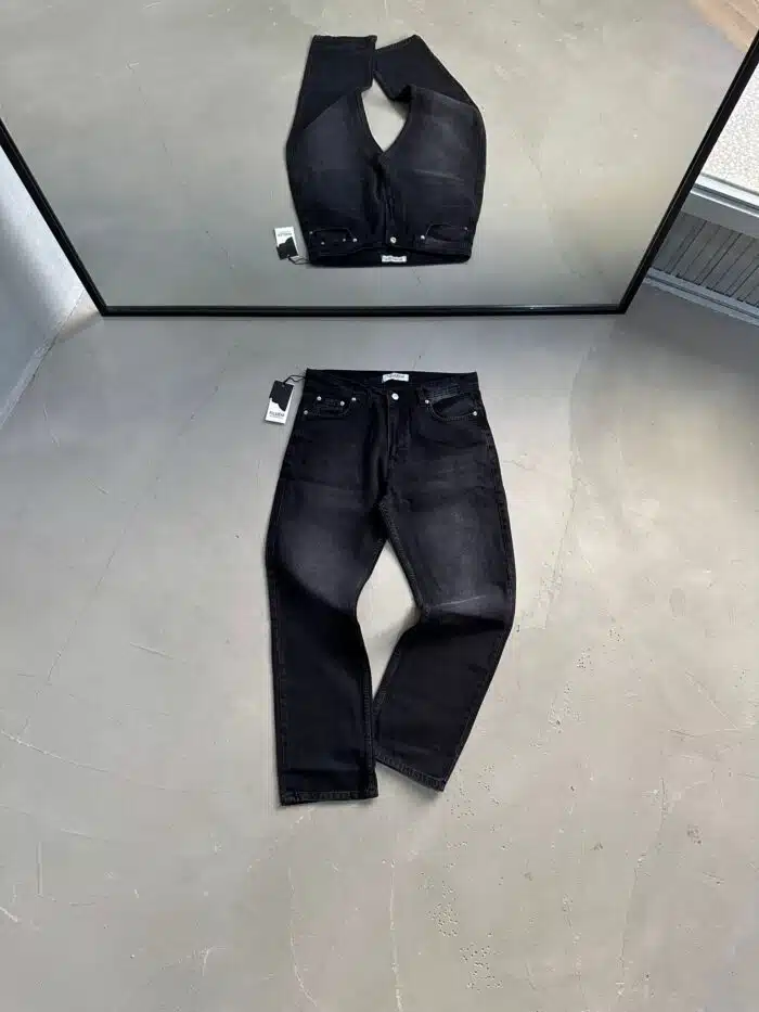 Erkek Lazerli Baggy Pantolon - Siyah - Görsel 1