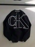 CK Baskılı Üç İplik Sweatshirt – Siyah - Görsel 3
