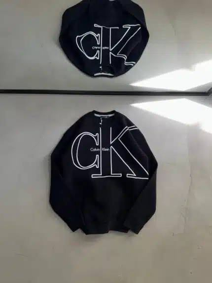 CK Baskılı Üç İplik Sweatshirt – Siyah