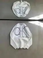 CK Baskılı Üç İplik Sweatshirt – Beyaz
