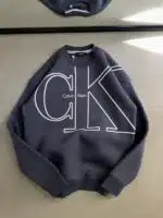 CK Baskılı Üç İplik Sweatshirt – Füme - Görsel 3