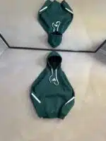 AD Enjeksiyon Baskı Kol Detaylı Kapşonlu Sweatshirt – Yeşil