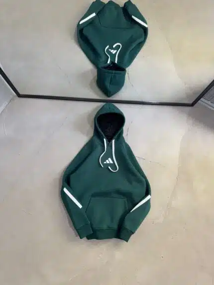 AD Enjeksiyon Baskı Kol Detaylı Kapşonlu Sweatshirt – Yeşil