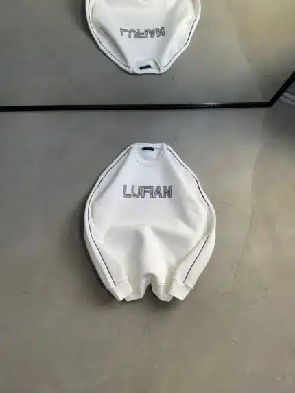LFN Enjeksiyon Baskı Üç İplik Şeritli Sweatshirt – Beyaz
