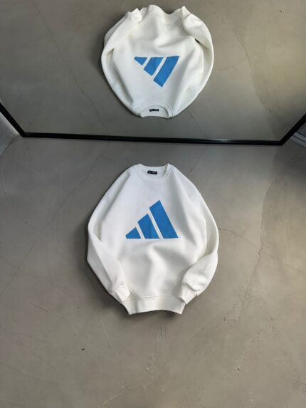 AD Baskılı Üç İplik Sweatshirt – Beyaz