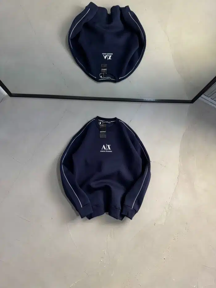 AX Enjeksiyon Baskı Üç İplik Sweatshirt – Lacivert - Görsel 1