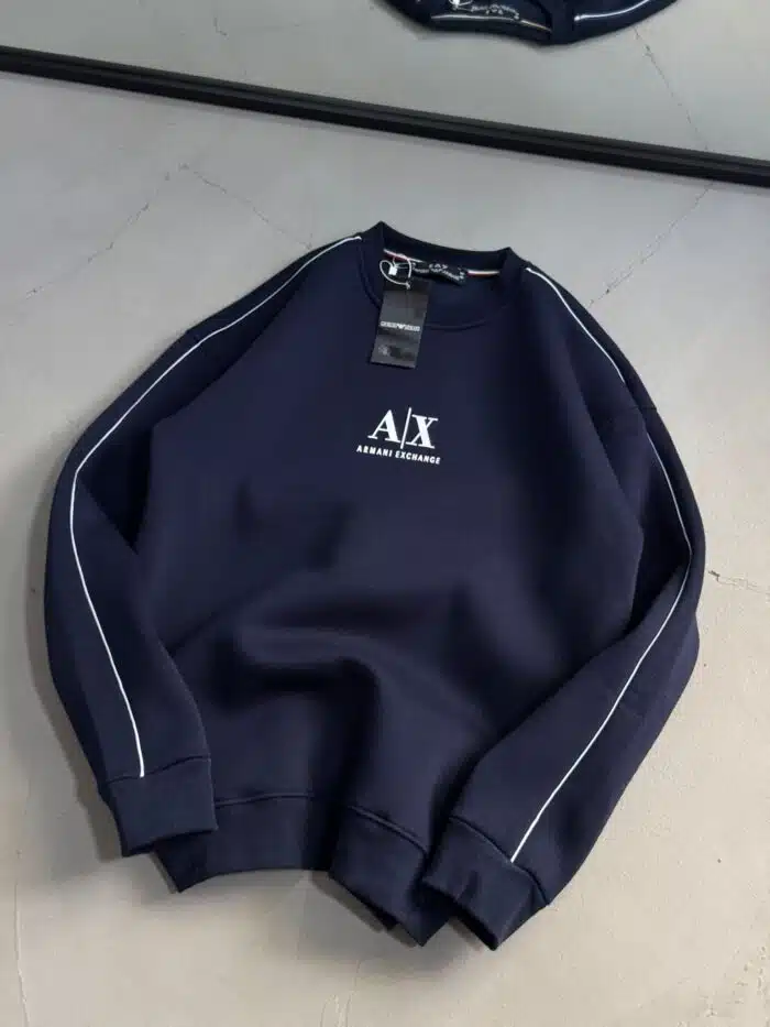 AX Enjeksiyon Baskı Üç İplik Sweatshirt – Lacivert - Görsel 3
