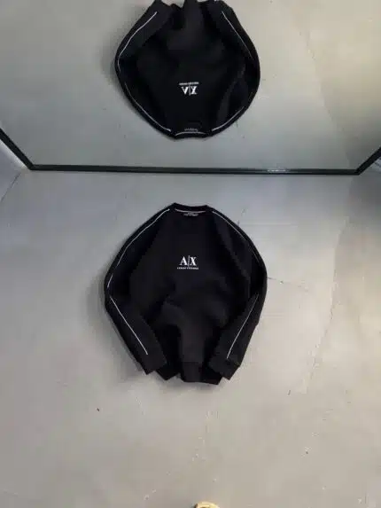 AX Enjeksiyon Baskı Üç İplik Sweatshirt – Siyah