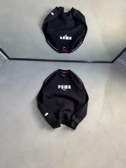 PM Enjeksiyon Baskı Üç İplik Sweatshirt – Siyah