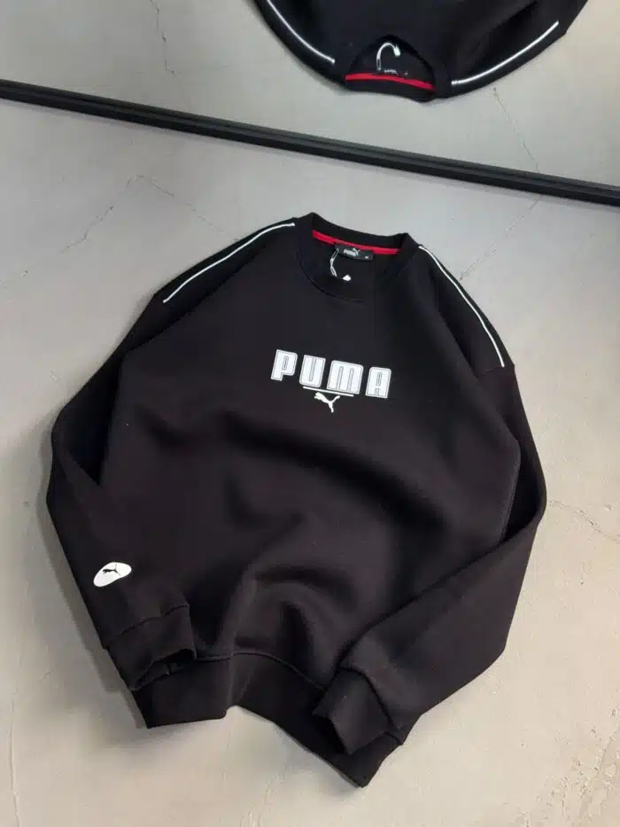 PM Enjeksiyon Baskı Üç İplik Sweatshirt – Siyah - Görsel 3