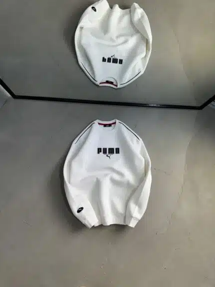PM Enjeksiyon Baskı Üç İplik Sweatshirt – Beyaz