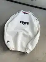 PM Enjeksiyon Baskı Üç İplik Sweatshirt – Beyaz - Görsel 3