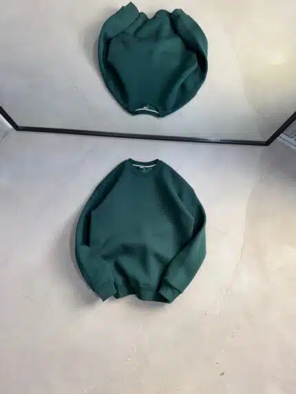 Düz Basic Üç İplik Sweatshirt - Haki