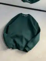 Düz Basic Üç İplik Sweatshirt - Haki - Görsel 3
