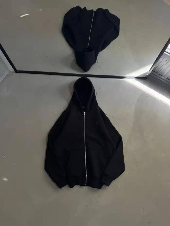 RL Nakışlı 3 İplik Kapşonlu Hoodie - Siyah - Görsel 1