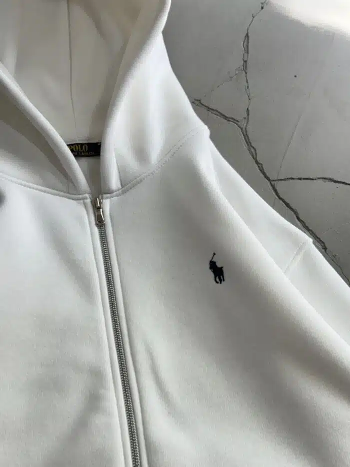RL Nakışlı 3 İplik Kapşonlu Hoodie - Beyaz - Görsel 4