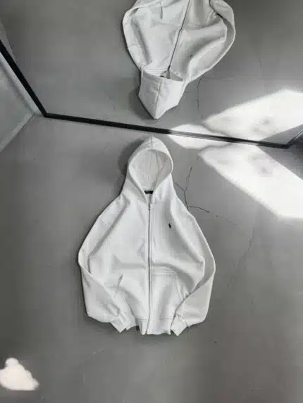 RL Nakışlı 3 İplik Kapşonlu Hoodie - Beyaz