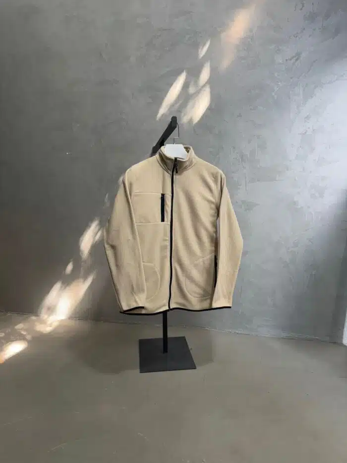 Tam Fermuarlı 3 Cepli Basic Polar - Krem - Görsel 1