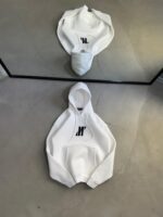 M Sırt Baskılı Kapşonlu Sweatshirt – Beyaz / Siyah