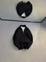 BC Nakışlı Üç İplik Yarım Fermuarlı Sweatshirt – Siyah