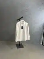 RL Nakışlı Kadife %100 Pamuk Gömlek - Beyaz - Görsel 5