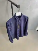 RL Nakışlı Kadife %100 Pamuk Gömlek - Lacivert - Görsel 5