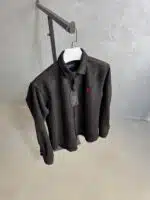 RL Nakışlı Kadife %100 Pamuk Gömlek - Siyah - Görsel 5