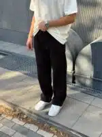 Basic Lastikli Stoper Paça Baggy Eşofman – Siyah - Görsel 4