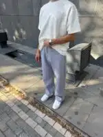 Basic Lastikli Stoper Paça Baggy Eşofman – Gri - Görsel 4