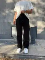 Basic Lastikli Stoper Paça Baggy Eşofman – Siyah - Görsel 3