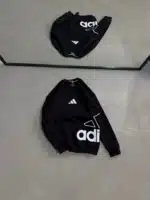 AD Yan Baskılı Üç İplik Sweatshirt – Siyah