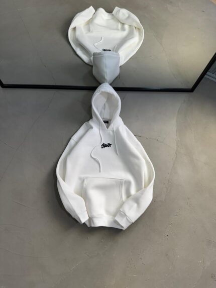 SW Sırt Baskılı Kapşonlu Sweatshirt – Beyaz