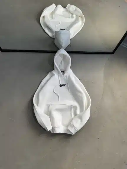 SW Sırt Baskılı Kapşonlu Sweatshirt – Beyaz