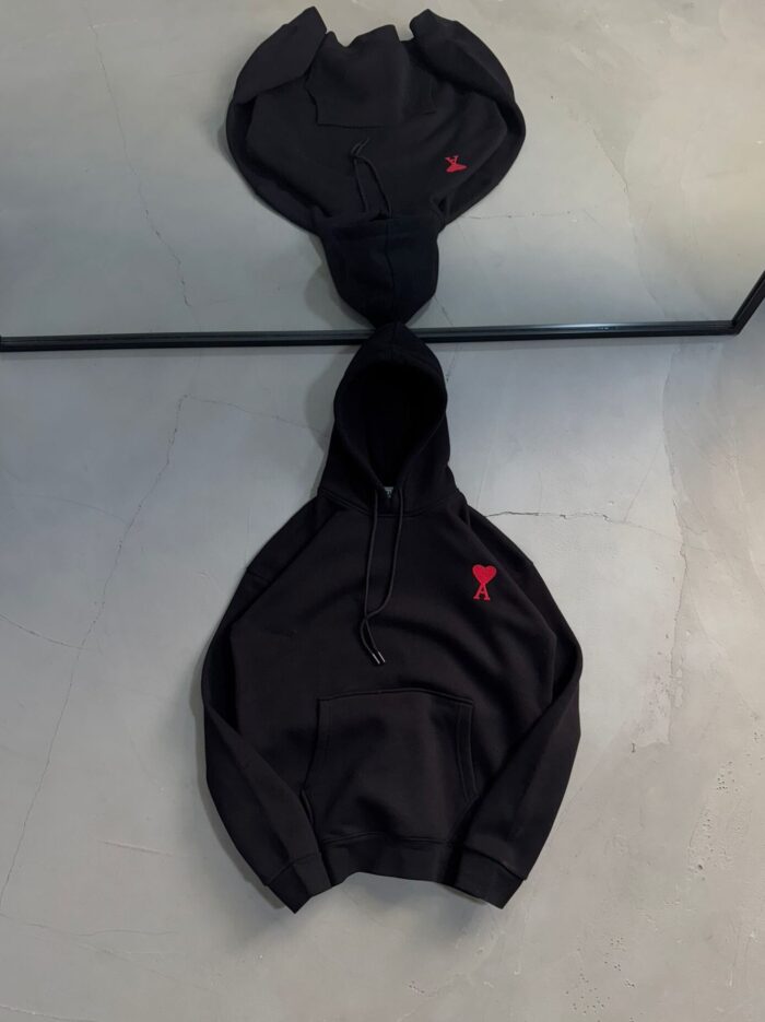 A Nakışlı Kapşonlu Sweatshirt – Siyah - Görsel 1