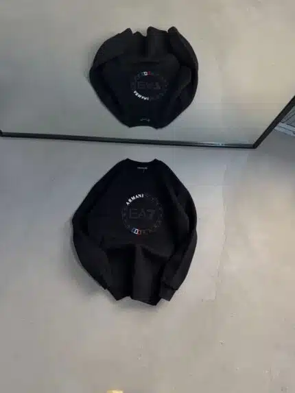 Ea7 Enjeksiyon Baskı Üç İplik Sweatshirt – Siyah