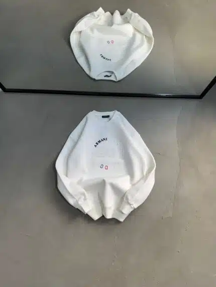 Ea7 Enjeksiyon Baskı Üç İplik Sweatshirt – Beyaz