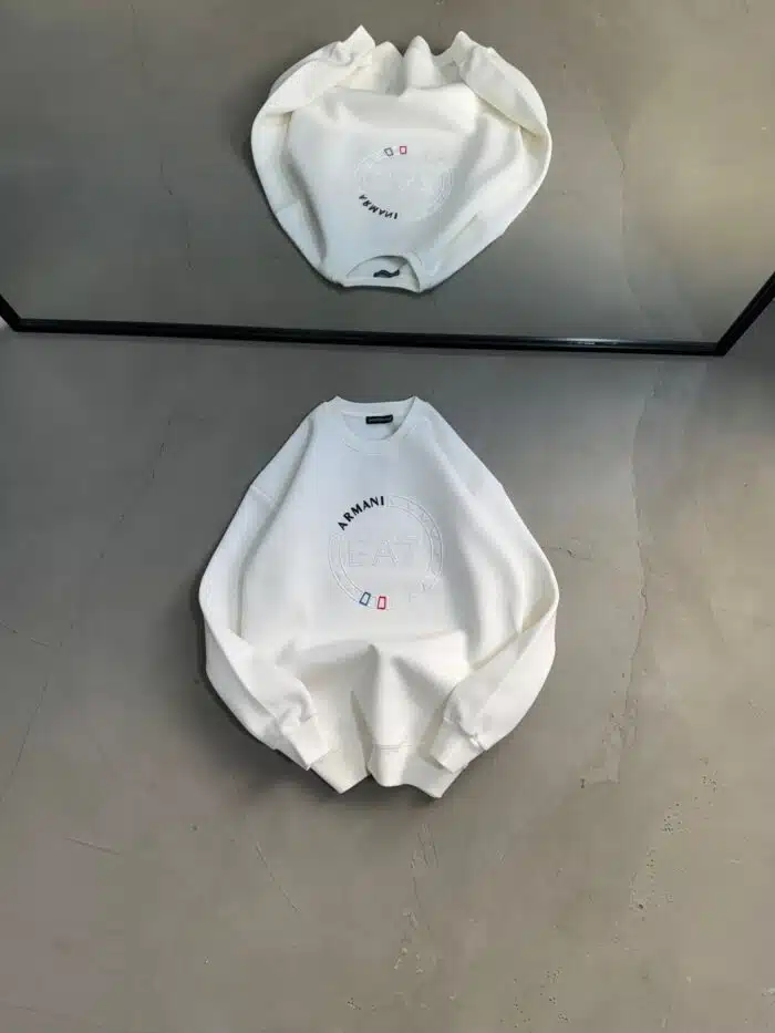 Ea7 Enjeksiyon Baskı Üç İplik Sweatshirt – Beyaz - Görsel 1