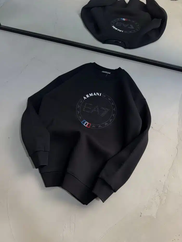 Ea7 Enjeksiyon Baskı Üç İplik Sweatshirt – Siyah - Görsel 3