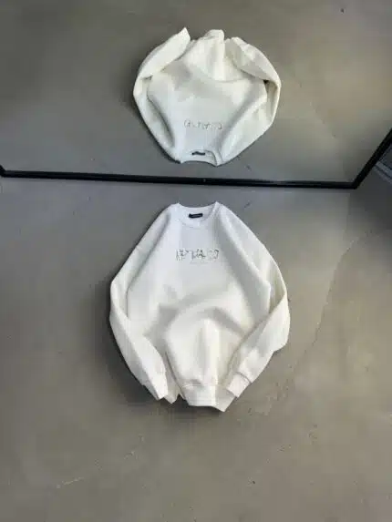 Ea7 Enjeksiyon Baskı Üç İplik Sweatshirt – Beyaz