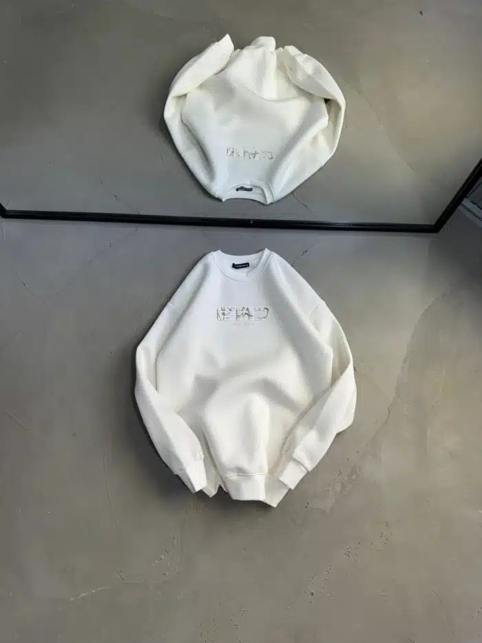 Ea7 Enjeksiyon Baskı Üç İplik Sweatshirt – Beyaz - Görsel 1