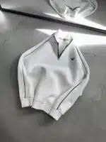 EA7 Nakışlı Üç İplik Yarım Fermuarlı Sweatshirt – Beyaz - Görsel 3