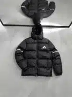 AD Reflektör Detaylı Kapüşonlu Şişme Mont - Siyah