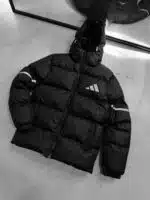 AD Reflektör Detaylı Kapüşonlu Şişme Mont - Siyah - Görsel 3