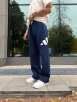 ‘AD’ Büyük Baskılı Lastikli Stoper Paça Baggy Eşofman – İndigo - Görsel 2