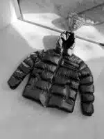 PRD Kapüşonlu Deri Şişme Mont - Siyah - Görsel 3