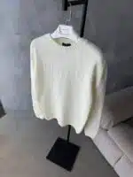 PRD İşlemeli Premium Örgü Triko Kazak – Beyaz