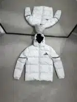 AD Siyah Detaylı Kapüşonlu Şişme Mont - Gri