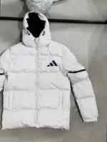 AD Siyah Detaylı Kapüşonlu Şişme Mont - Gri - Görsel 3