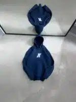 M Sırt Baskılı Kapşonlu Sweatshirt – İndigo